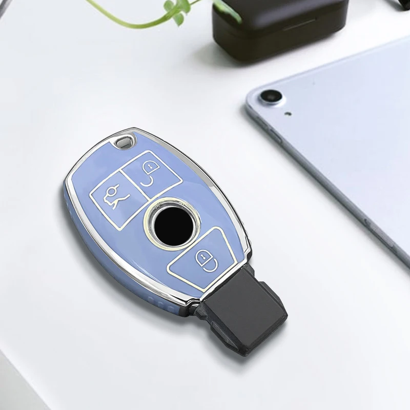 2 3 Buttons TPU Car Key Cover Case for Mercedes Benz CLS CLA GL R SLK AMG A B C S Class Remote Holder Accessories Keychain