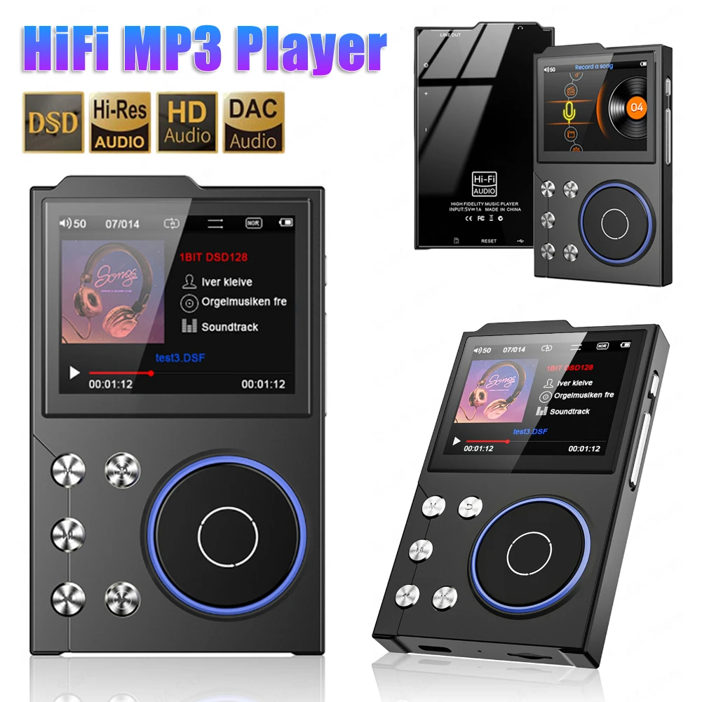 HiFi MP3 Player Lossless DSD Digital Audio Music Player TFT Display Screen Portable Bluetooth 5.3 HiFi Lossless Audio Player