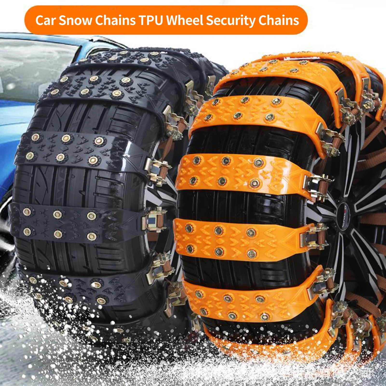 

Car Snow Chains TPU Wheel Security Chains Snow Tire Chains for Cars Anti-slip -45℃ Low Temperature Resistant -Black 10pcs