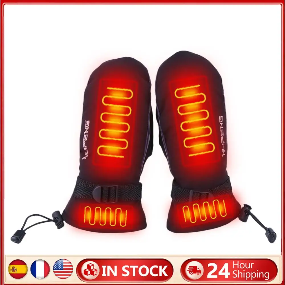 

1 пара перчаток с электрическим подогревом, зимние велосипедные мотоциклетные перчатки с подогревом, теплые морозостойкие перезаряжаемые термолыжные варежки