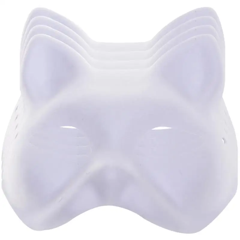 4pcs Animal Masks Half Face Mask Cat Face Mask DIY Blank Hand Painting Mask Party Mask Kids Graffiti Mask Kids Pretend Play Toy