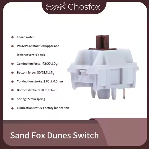 Chosfox&amp;HMX Dune Fox Switch Linear Gaming Mechanical Keyboard Switch 45g/55g HIFI 5 Pin Hot Swap Custom Pre Lubed Trigger Switch