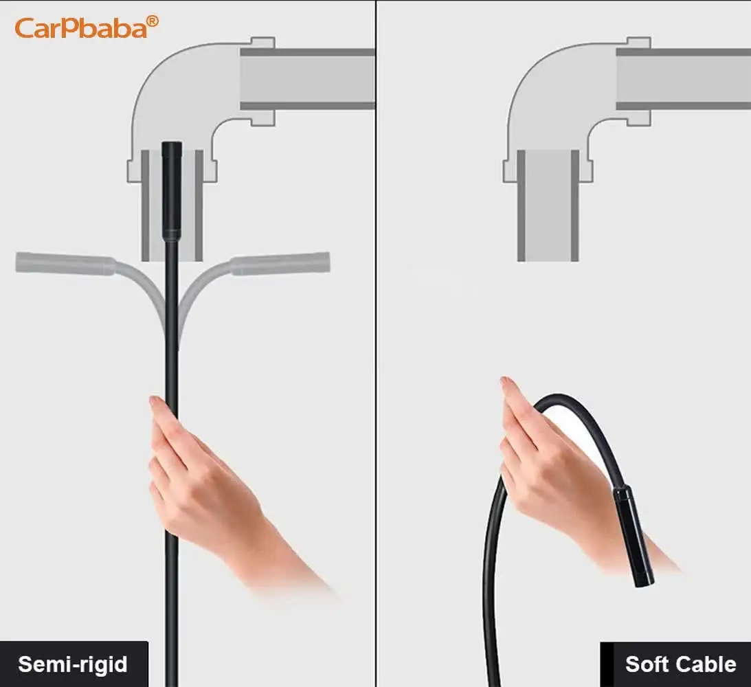 Carpbaba AN97 TYPE C USB Mini Endoscope Camera Flexible Hard Cable Snake Borescope Inspection Camera for Android Smartphone PC