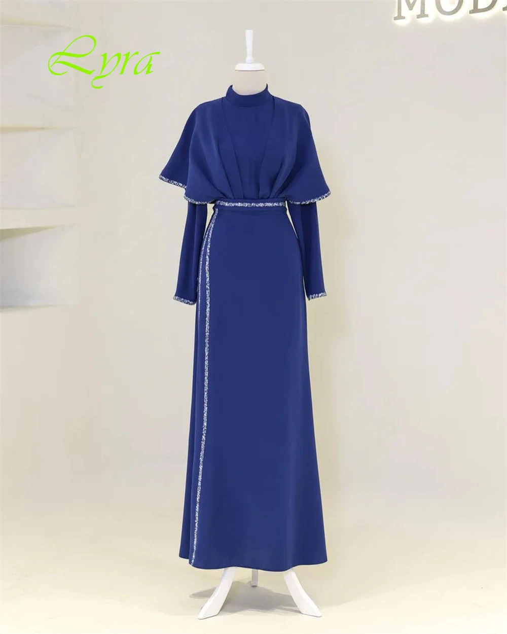 Customized Exquisite Crew Neck Cap Sleeve Long Sleeves Evening Dress High Quality Jersey Sequined Prom Dresses For Woman