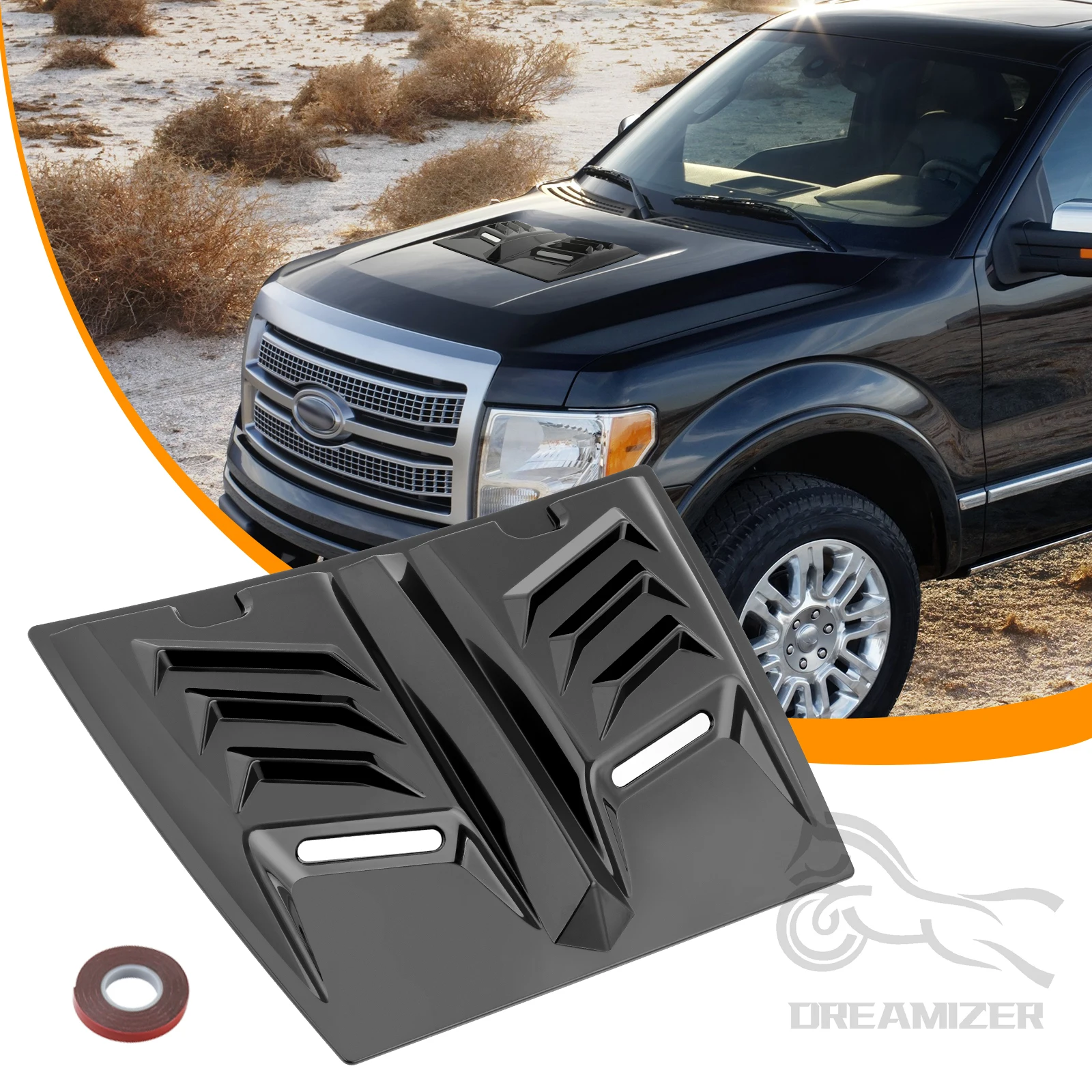 

Glossy Black Car Hood Decorative Stickers Universal Front Engine Air Flow Intake Hood Scoop Vent Bonnet Cover Auto Exterior