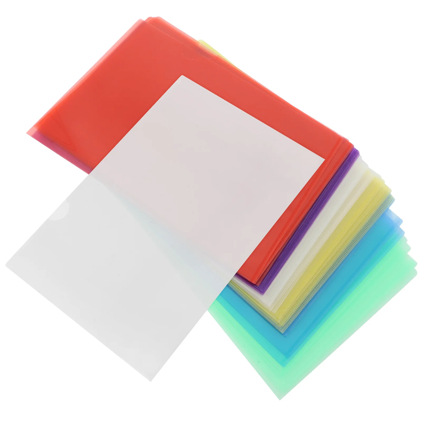 

24Pcs Waterproof Plastic Document Folder L-Shaped File Holder A4 Paper Sleeve Colored Transparent Project Folder School Office