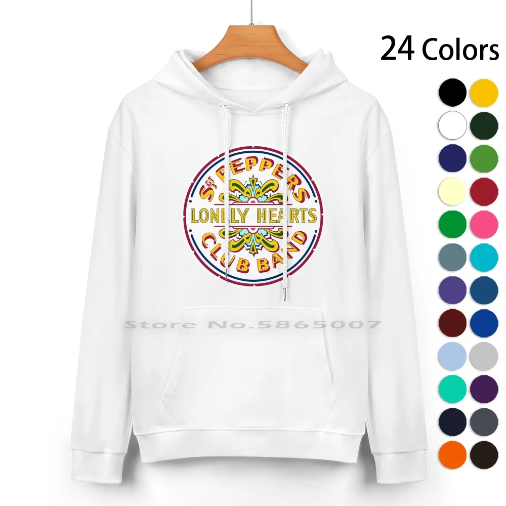 [ High Quality ] Sgt Pepper Logo Pure Cotton Hoodie Sweater 24 Colors The Music Sgt Pepper Sargent Pepper Paul Mc Cartney