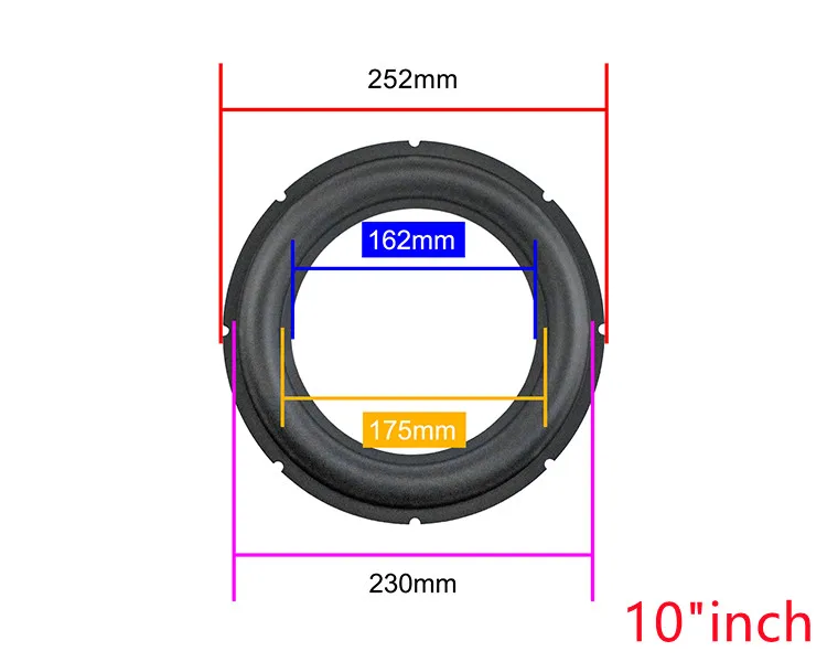 8 polegada 10 polegada 12 polegada subwoofer alto-falante borracha surround reparação acessórios de suspensão entalhado guarnição de borracha 197mm 252mm 302mm 2pc