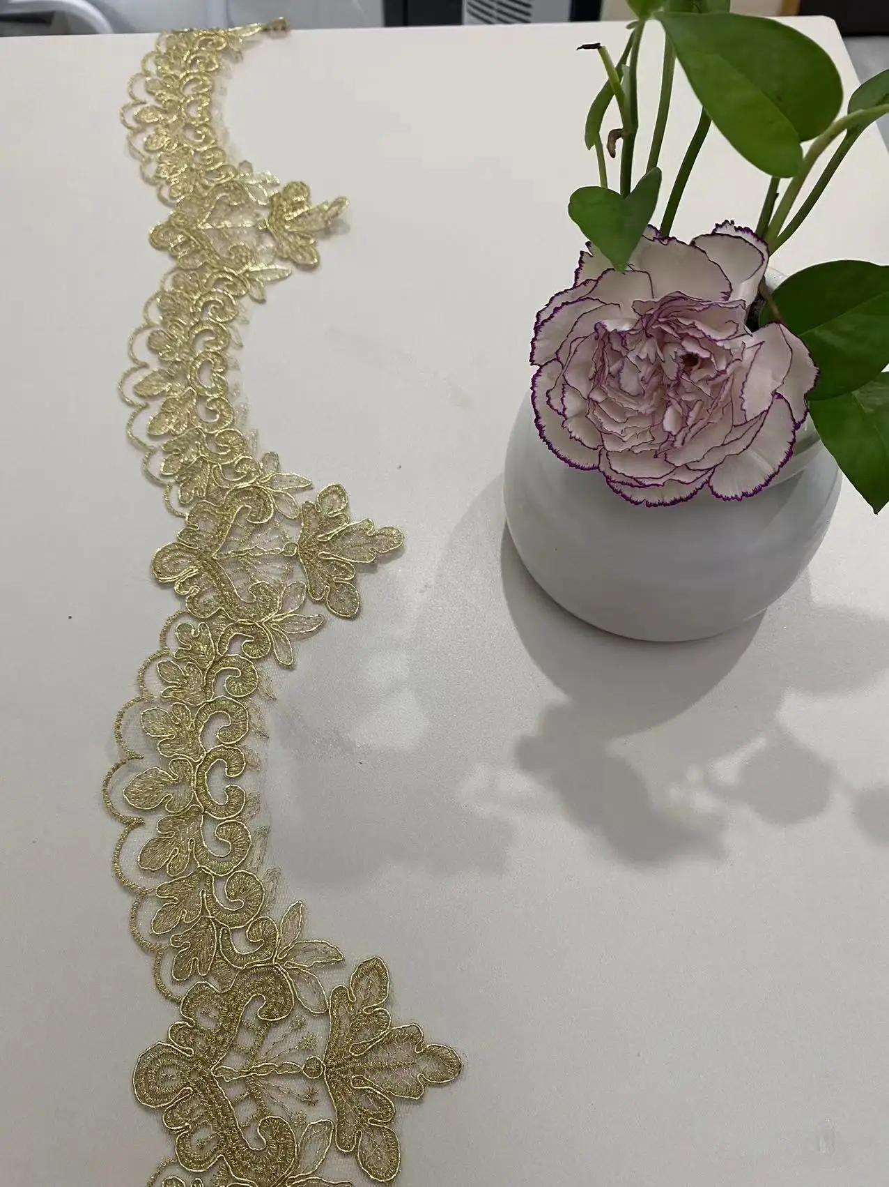 2Yards 10cm wide Exquisite Gold Cording Lace Embroidery Lace Dress Home Textile Sequin Triming Dance Clothes DIY Materail