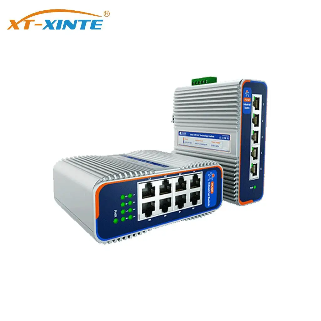

USR-ISF 5/8 Ports Industrial Unmanaged Ethernet Switch 10/100Mbps Redundant Power Supply Aluminum Housing Din Rail DC 9.6-60V