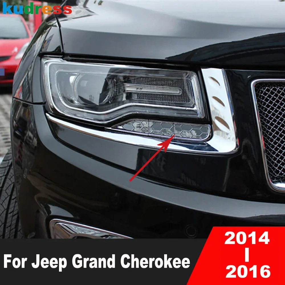 For Jeep Grand Cherokee 2014 2015 2016 Chrome Car Front Headlight Head Light Lamp Spray Cleaner Cover Trim Exterior Accessories