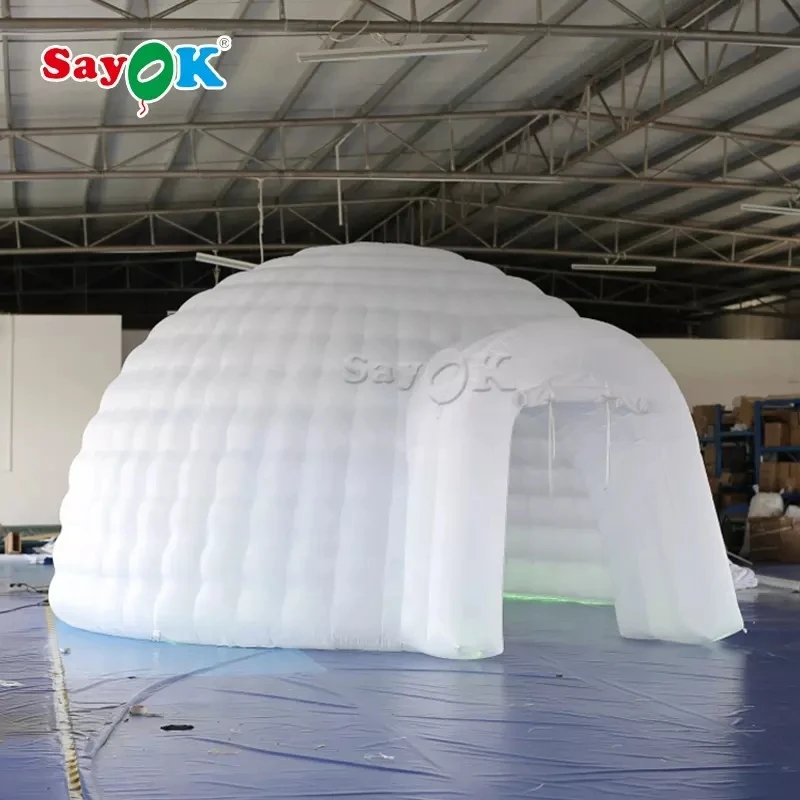 SAYOK Inflatable Igloo Dome Tent Outdoor Inflatable Dome Tent  with Blower and Remote Controller for Club Wedding Party Event