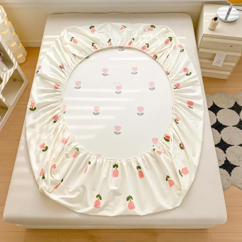 

Small fresh cotton printed mattress, mattress cover all-inclusive non-slip 100 pure cotton mattress, mattress dust protective