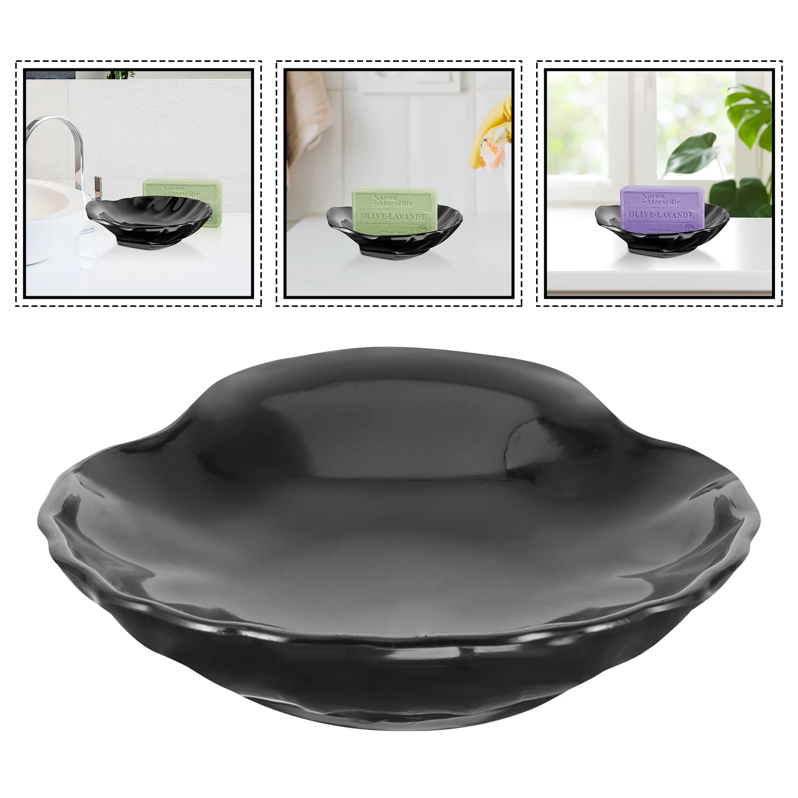 

Seashell Black Plastic Case Bathroom Shower Shell Soap Holder Sink Holder Portable Soap Box Acrylic Tray Container