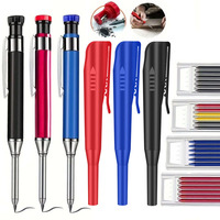 2.8mm Solid Carpenter Pencil with Pencil Cap, Woodworking Deep Hole Mechanical Pencil Marker with Built in Sharpener