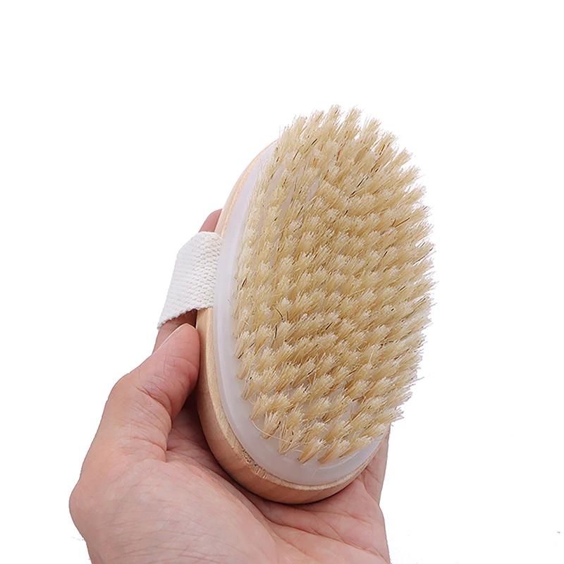 Natural Bristle Brush Soft Skin Body SPA Brush Bath Massager Home Back Shower Brushes Exfoliating Bathing Brush