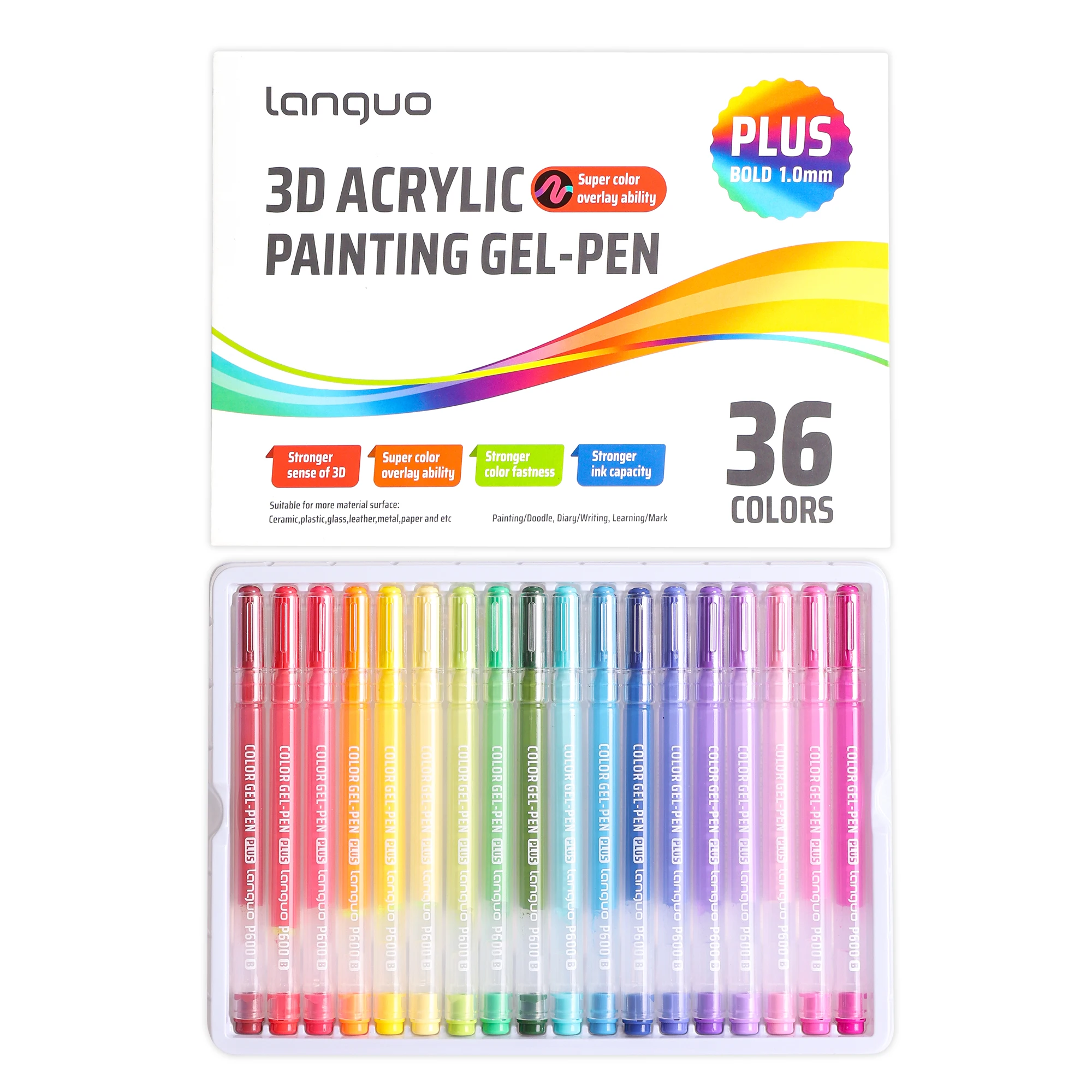 

LANGUO Three-dimensional Effect Acrylic Brush Set Kawaii Korean Stationery Jelly Painting Brush Hand Account Color Neutral Pen