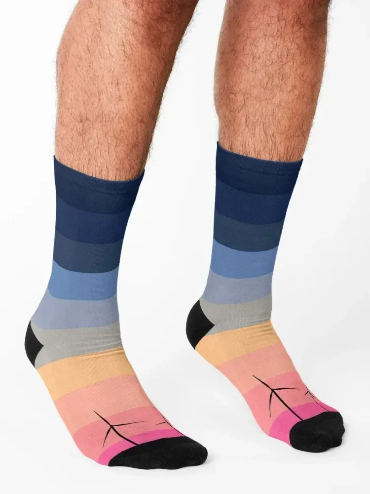 Wind Turbine at Sunrise Gradient Socks christmas stocking golf hiking valentine gift ideas Socks Men Women's