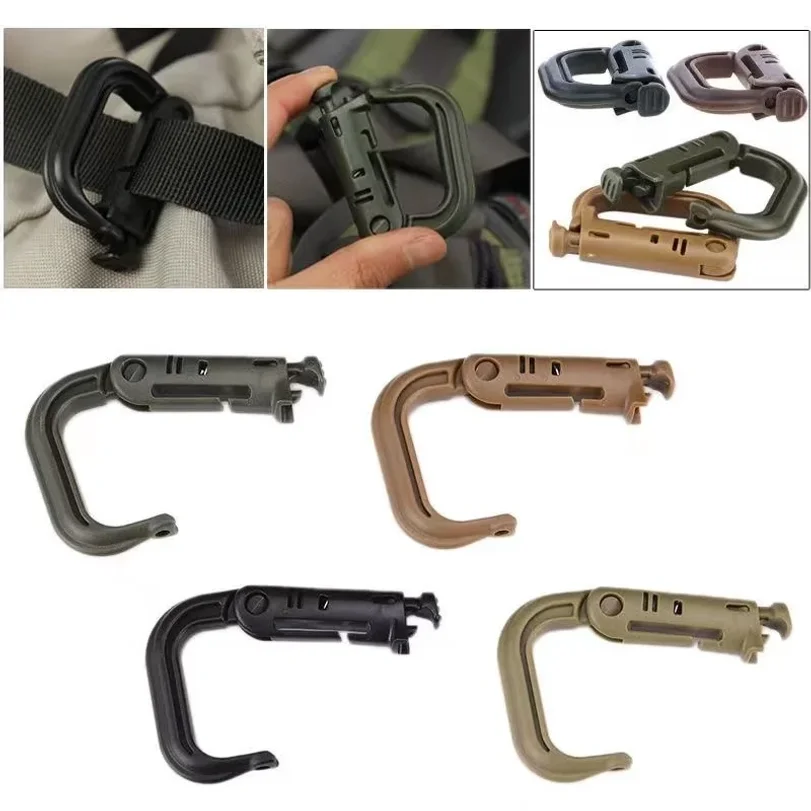 5Pcs Plastic D-Ring Tactical Carabiner Grimlock Lock Hard Hook Buckle Clip For Molle Webbing Accessories Backpack/Pouch/Bag/Belt view 3