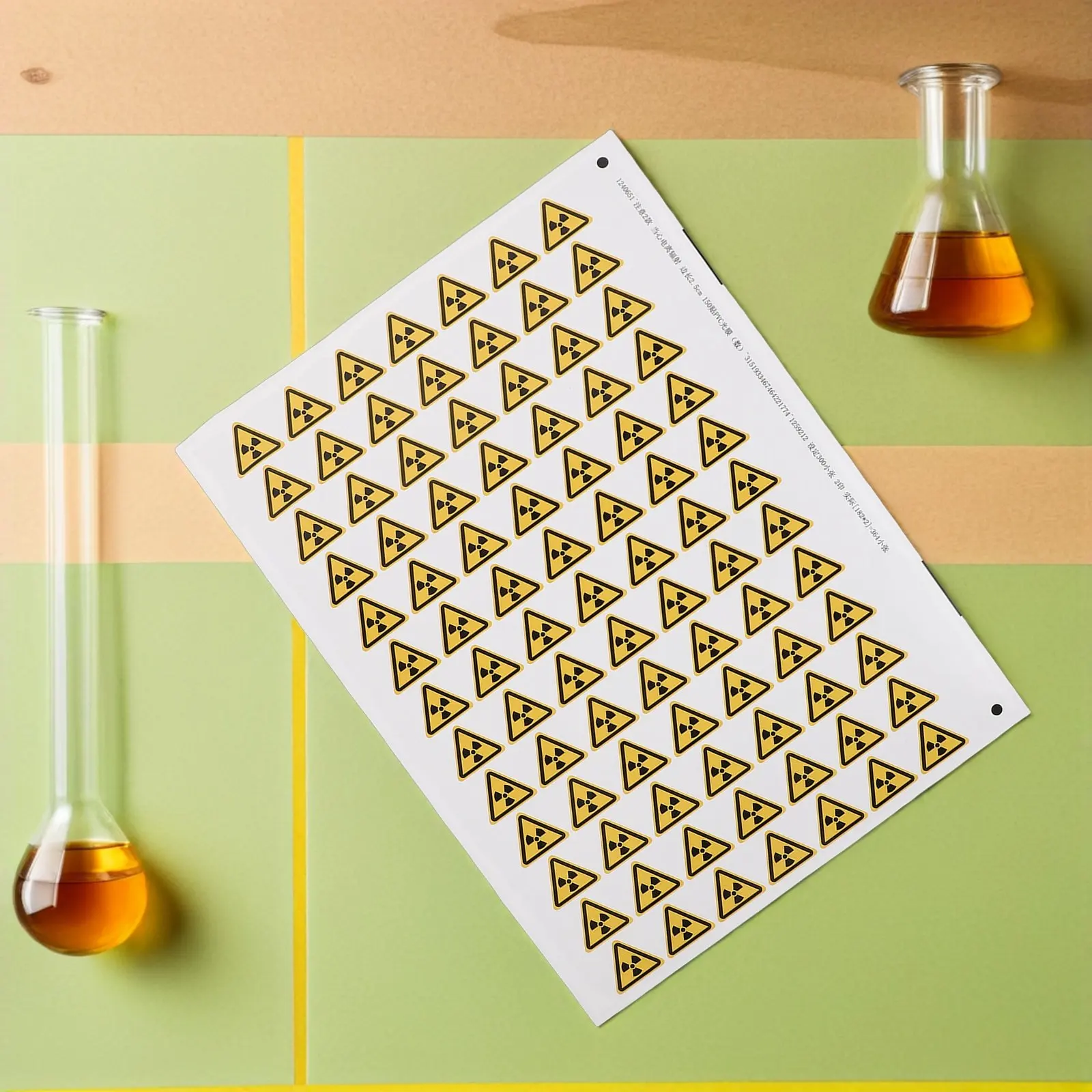 150Pcs Radiation Symbol Sticker Self-Adhesive Warning Label High Visibility Caution Hazard Safety Sign for Lab Industrial