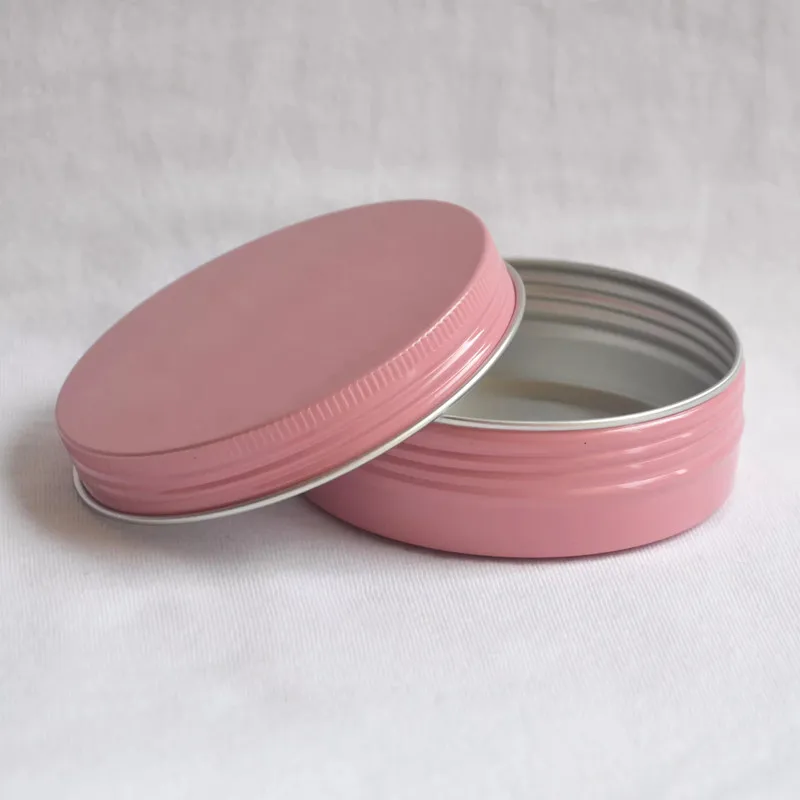 200pcs Pink 100ml/3.38oz Aluminum Cosmetic Bottle Screw Lid Round Aluminium Jar Cans Makeup Empty Lip Balm Cosmetics Container