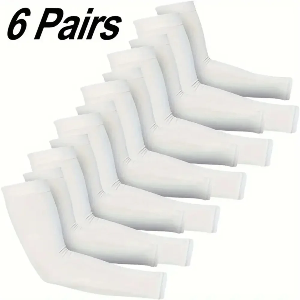Unisex Compression Arm Sleeves 6 Pairs - Cooling Breathable UV Protection for Running Cycling & Outdoor Sports