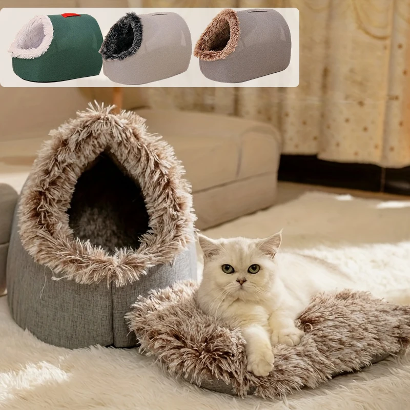 

1PC Winter Cat Bed Handheld Cat Bed Puppy House Cozy Cat Sleeping Cave Beds Indoor Kitten Nest Kennel Hut for Small Medium Cats