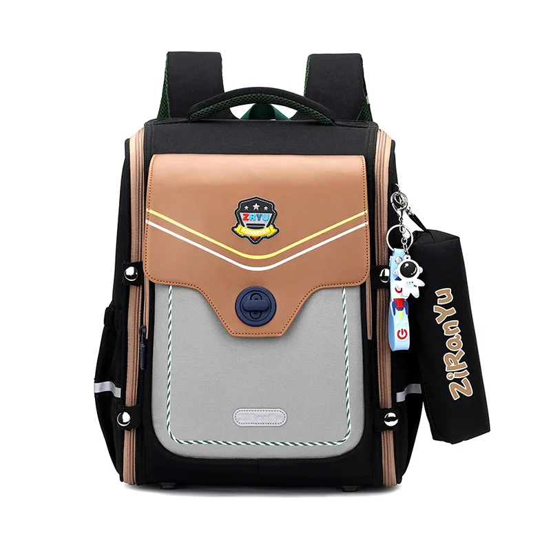 Mochila con colgante de astronauta para niños, bolso escolar ortopédico de nailon impermeable con estuche para lápices, gran capacidad