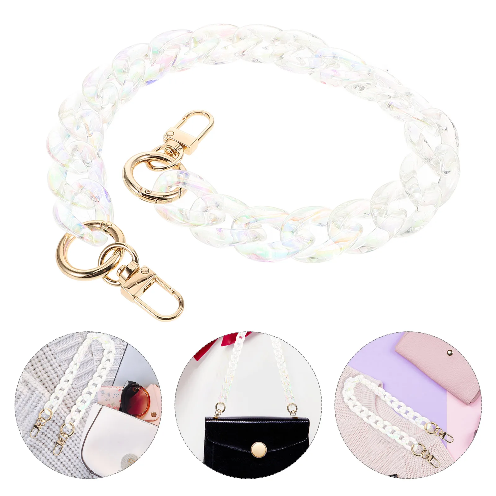 

Acrylic Chain Purse Strap Transparent Bag Handle Replacement Crossbody Shoulder Extender Decorative Accessory for Women Trendy