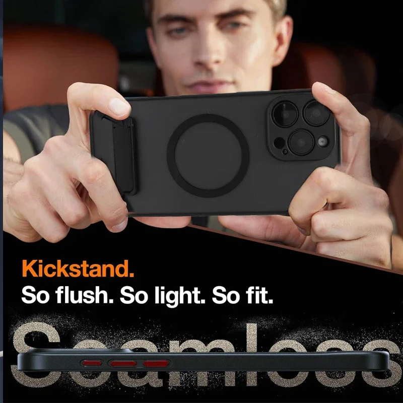 Магнитный чехол UYUXIO для мобильного телефона с подставкой для iPhone 17 16 Pro Max 15 14 Plus 13 12 Mini 11, полупрозрачный чехол с подставкой