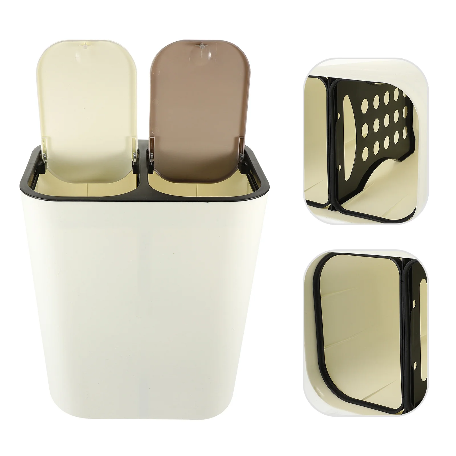 

Double-Grid Waste Container Press Type Large Capacity Plastic Trash Can for Home Kitchen Bathroom Recycling Waste Container