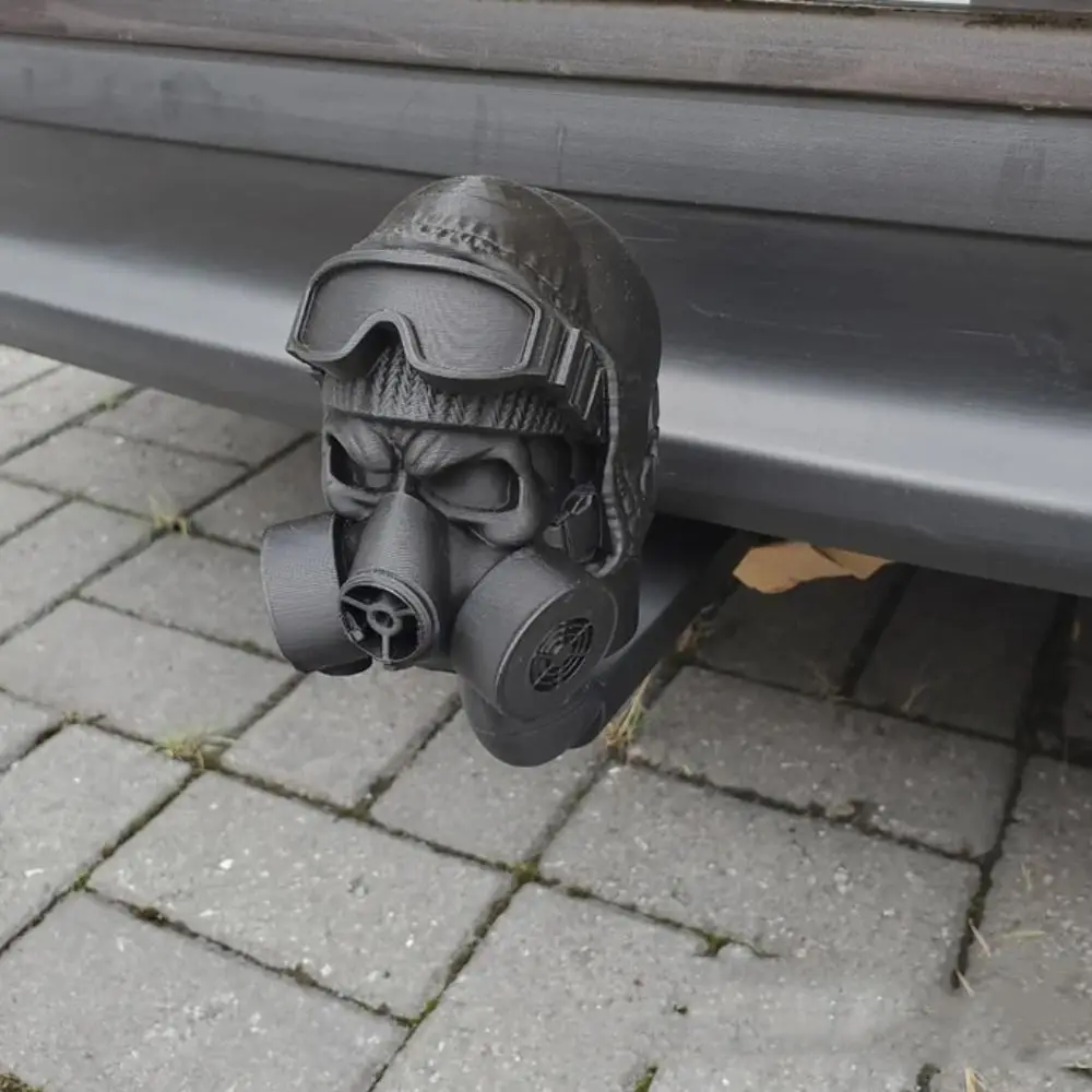 Funny 3D Printed Tow Bar Ball Cover Gas Mask Rustproof Trailer Hook Cover Dustproof Steel Helmet Trailer Hook Ball Cover