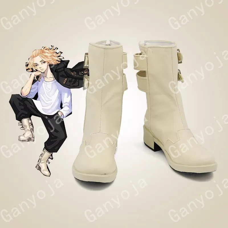 Tokyo Revengers Manjiro Sano MIKEY Cosplay Costume Shoes Handmade Faux Leather Boots