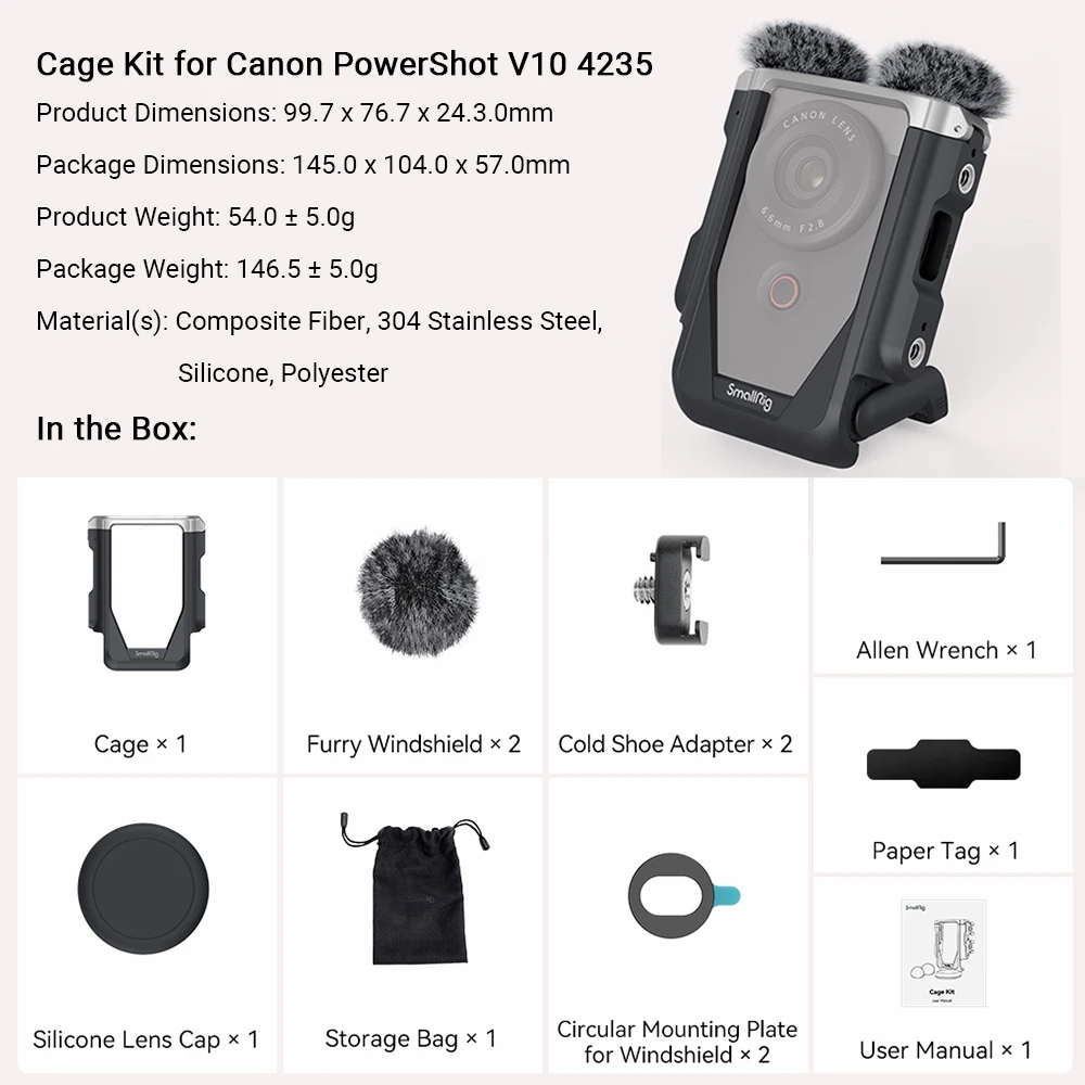 SmallRig Cage Kit for Canon PowerShot V10 Silicone with