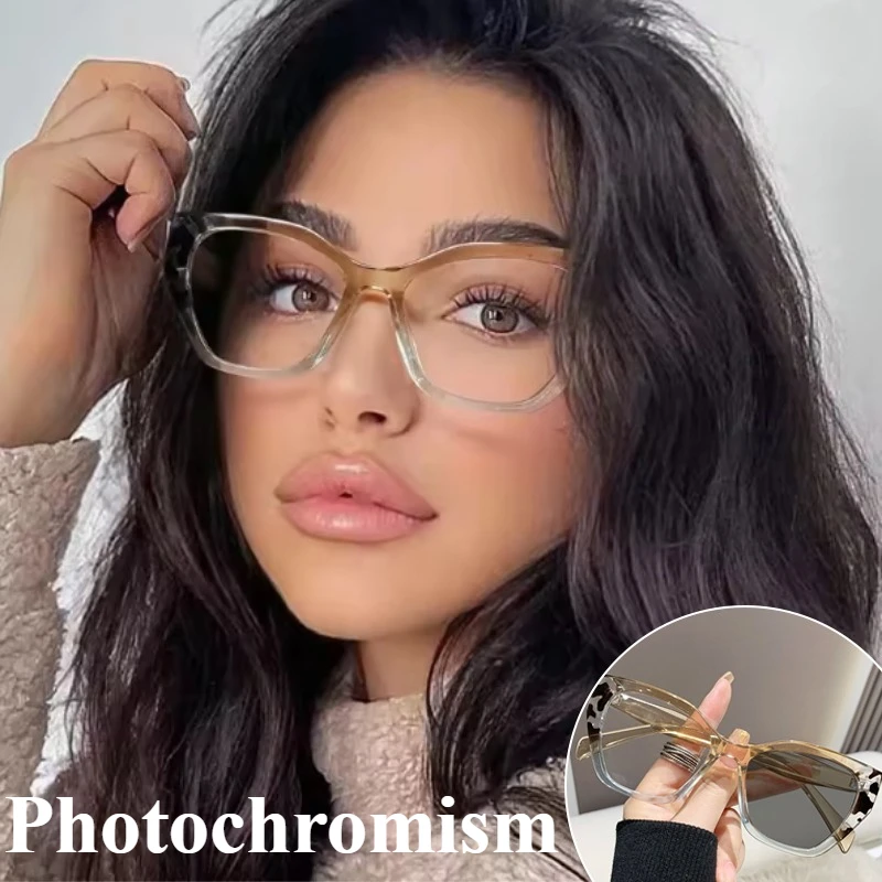 Farbwechselbrille mit großem Rahmen, modischer hochauflösender Cat-Eye-Brillenrahmen, personalisierter polygonaler Brillenrahmen