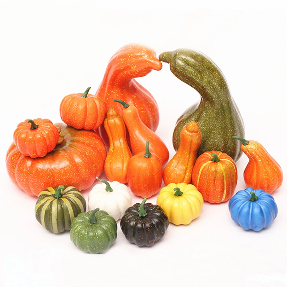 

12 Pcs Simulated Pumpkin Props Decorations Halloween Inflatable Photography Food for Faux Vegetables