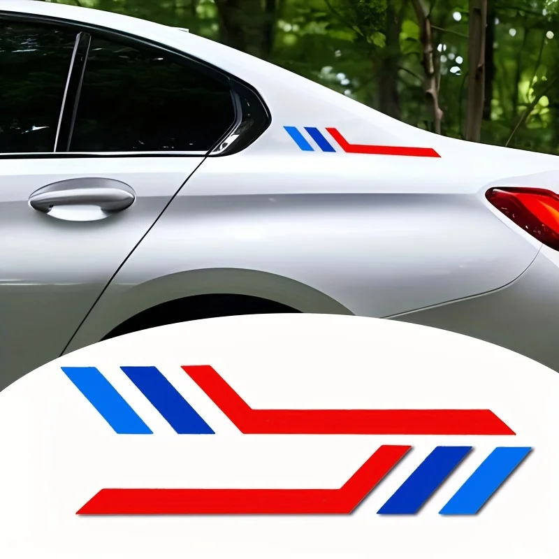 

2PCS/SET Red Blue Racing Stripe Sticker Set Waterproof Vinyl Decals For Car Side Window Decor