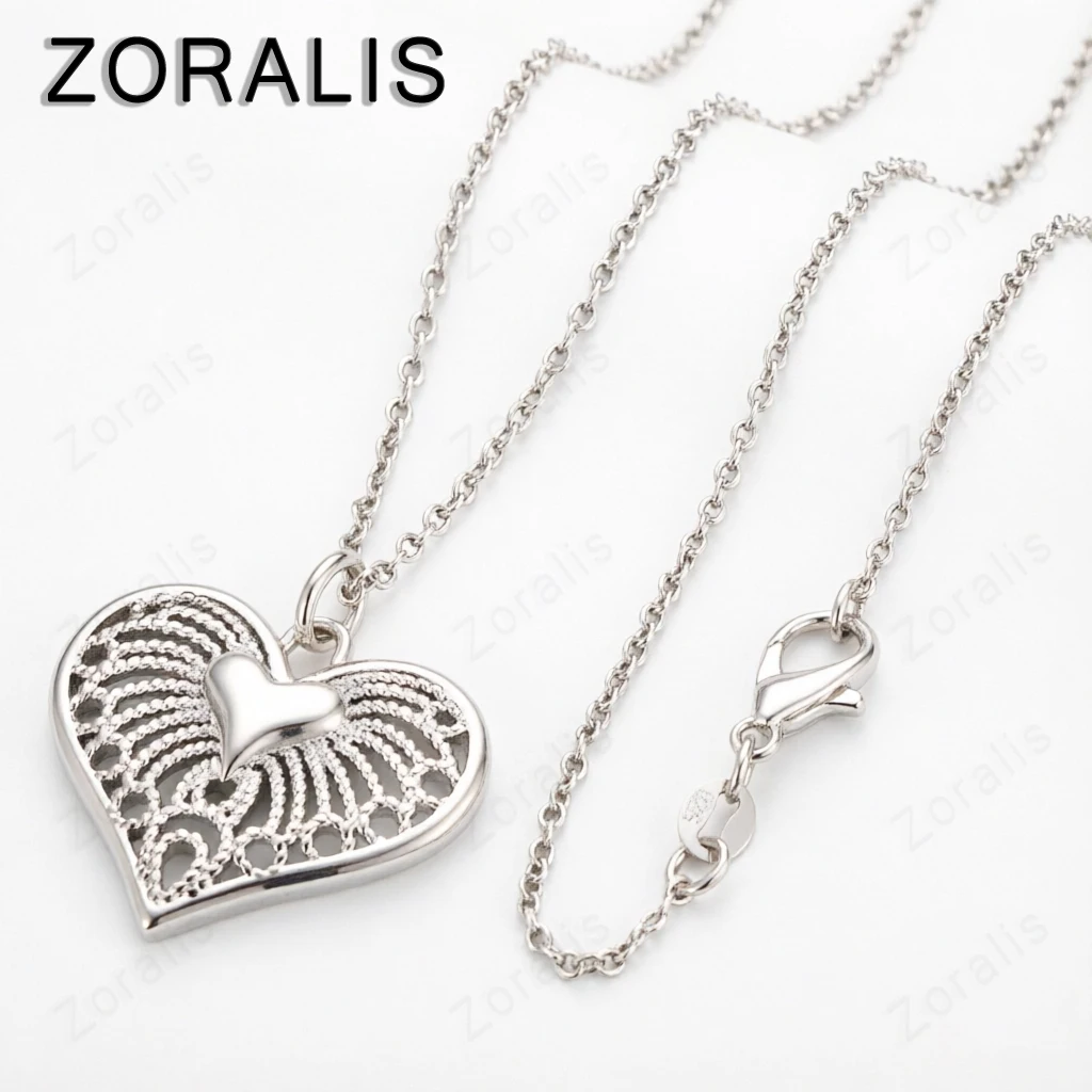 Women's 18K Gold Heart Pattern Pendant Necklace, Gift