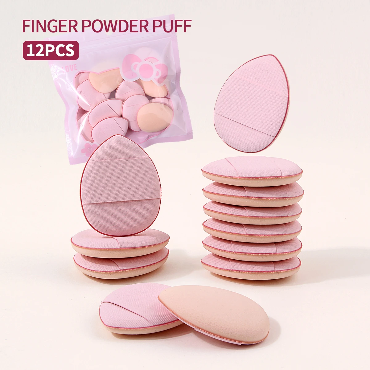 12Pcs Finger Powder Puff Set,for Foundation,Concealer,Loose Powder, Reusable Portable Cosmetic Puff for Daily Makeup