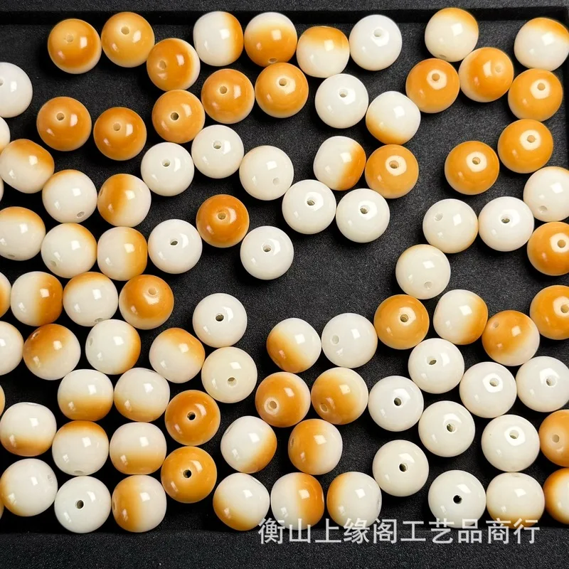 Natural Charcoal-Cured Cheese-Colored , Dry-Milled Bodhi Root Loose Beads