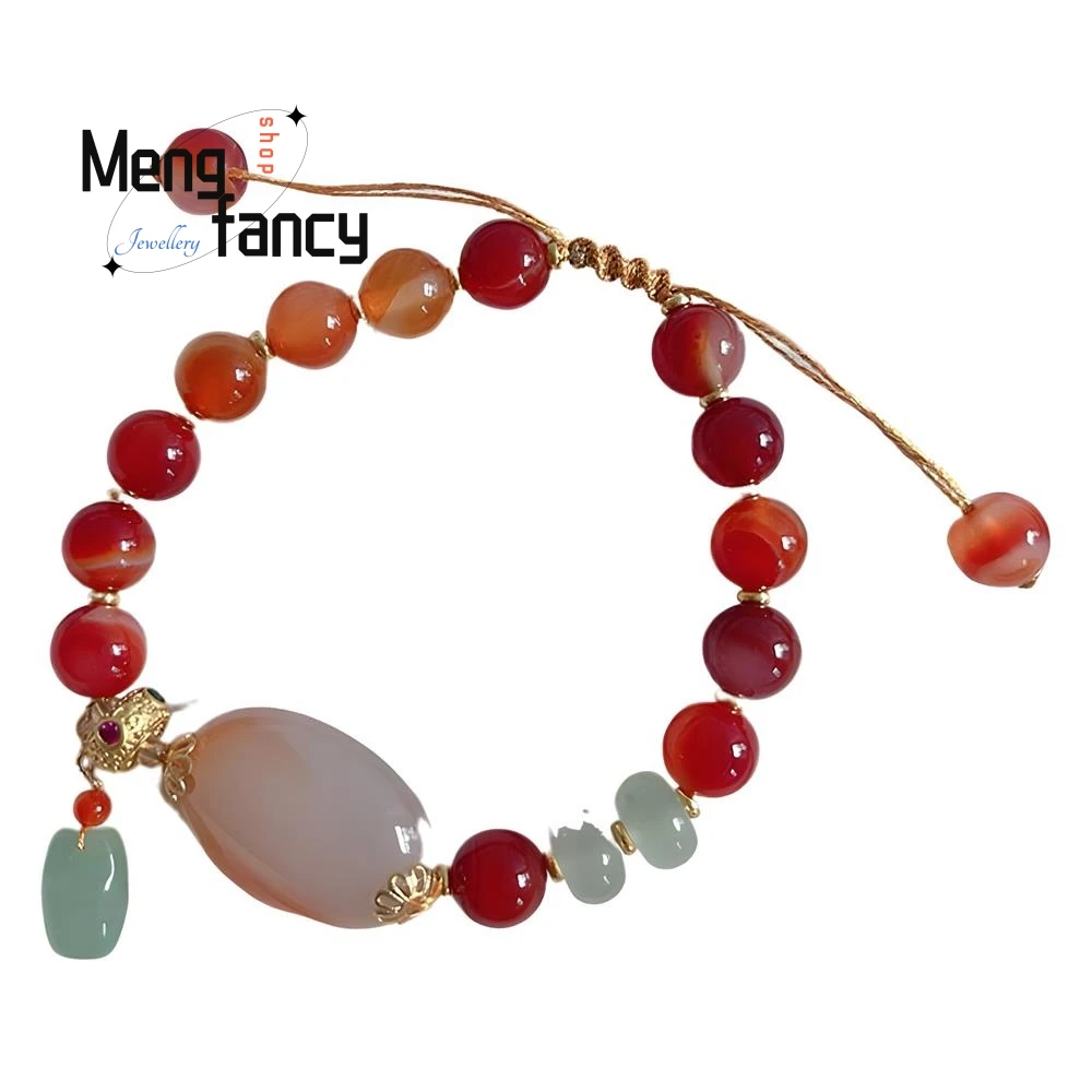 Natural Red Agate Butterfly High-class Sense Ancient Style Hand Rope Light Luxury Niche Exquisite Bracelet Fashion Fine Jewelry