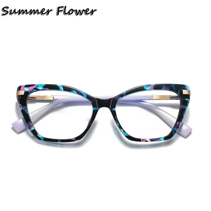 Women Cat Eye Fashion Glasses TR90 Optical Frame Stylish Trend UV 400 Protection Gafas for Female Clear Lenses Blue Light Block