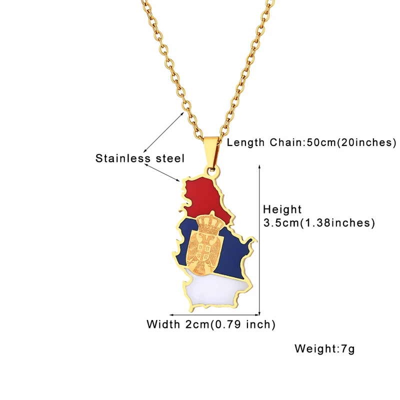 High Quality Serbia Eagle Map and Flag Pendant Necklaces for Women Men Silver Color/Gold Color Srbija Charm Jewelry Serbian Gift