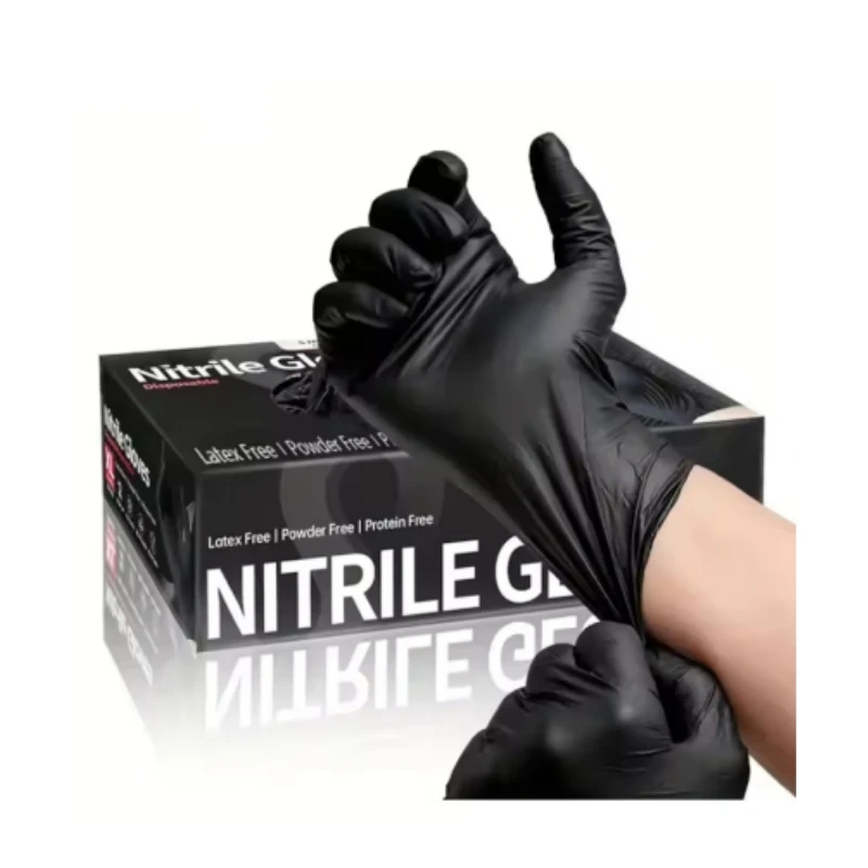 20/50/100PCS schwarze Nitrilhandschuhe Einweg-Anti-Rutsch-Gartenhandschuhe mit strukturiertem Griff Arbeitsreinigung Protictive Handschuhe