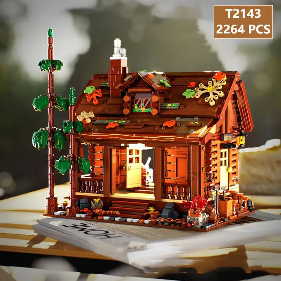 Forest Triangle Chalet Wooden house Building Blocks Set DIY Desktop Ornament Puzzle Toys Creative Assembly Bricks Gift For Kid