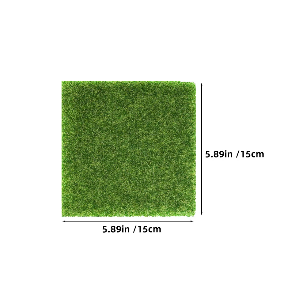 4Pcs Plastic Turf Mat Artificial Grass for Sand Table DIY Landscape Decoration Fake Lawn Pad Sturdy Terrain Cover