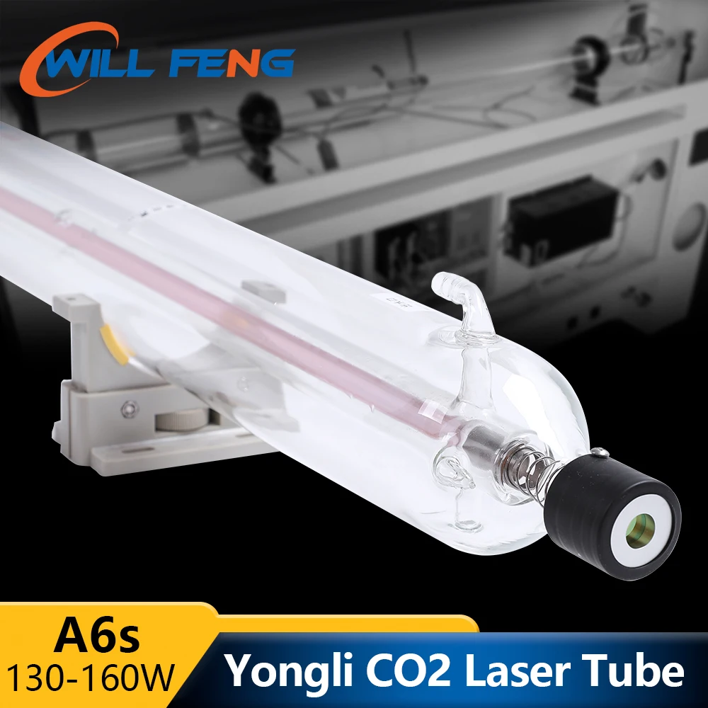 Will Feng 130w 150w Yong Li A6s Co2 Laser Tube Length 1650mm Diameter 80mm For Cutting Ergaving Machine 10000 Hours Glass Pipe