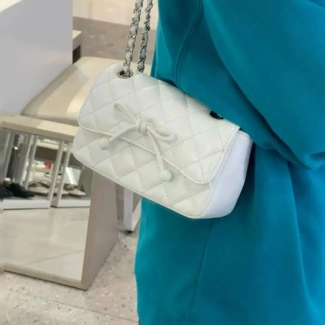 Bloom Sweet Cute White Shoulder Bags Purse Women Fairycore Aesthetic Chain Bow Y2k Handbag Female Hot Girls Pink Underarm Bag