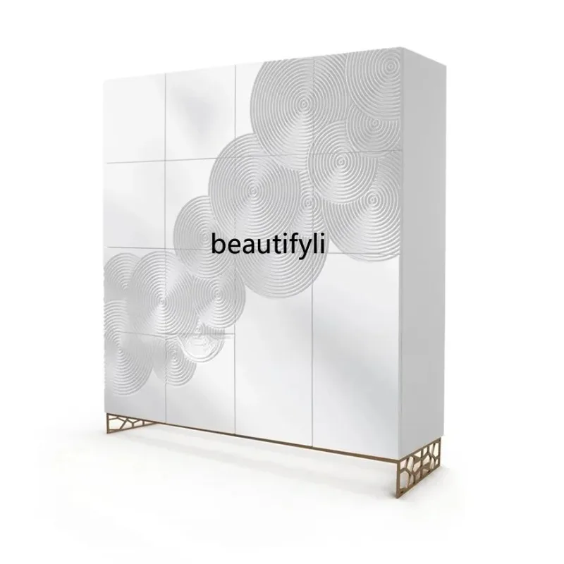 A076 Italian Minimalist High Cabinet Wine Cabinet Nordic Entry Lux Style Home Entrance  Sideboard Cabinet Simple