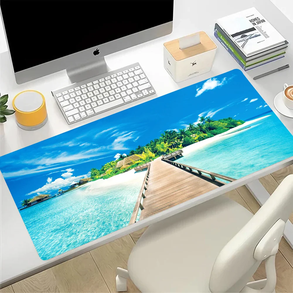 Palm Tree Beach Blue Sky Cloud Large Mouse Pad Gaming Mousepad PC Gamer Computer Office Mouse Mat Laptop Keyboard Mat Desk Pad